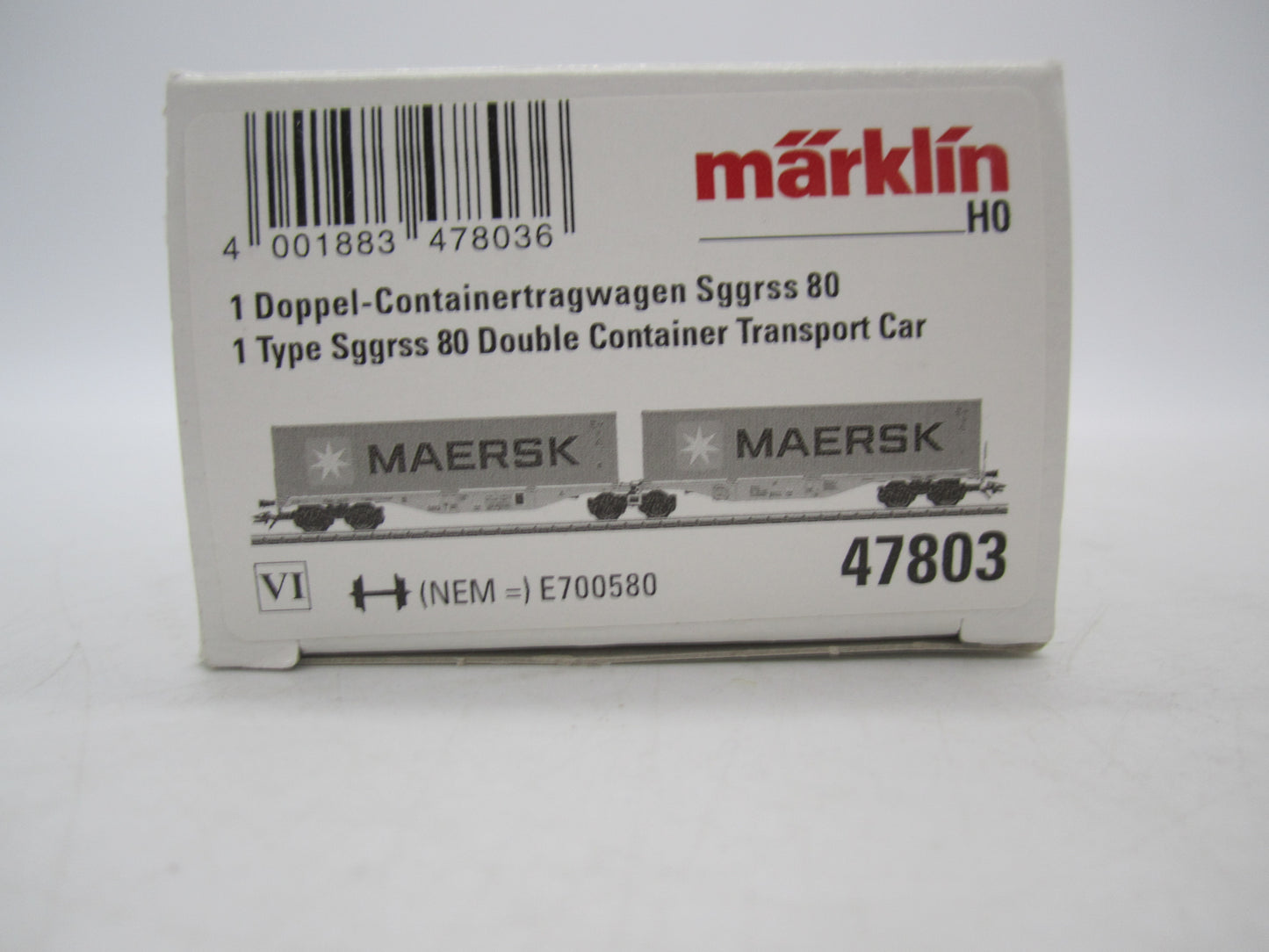 Märklin H0 - 47803 - Dubbele containerwagen Sggrss 80 "Maersk" van AAE Cargo AG