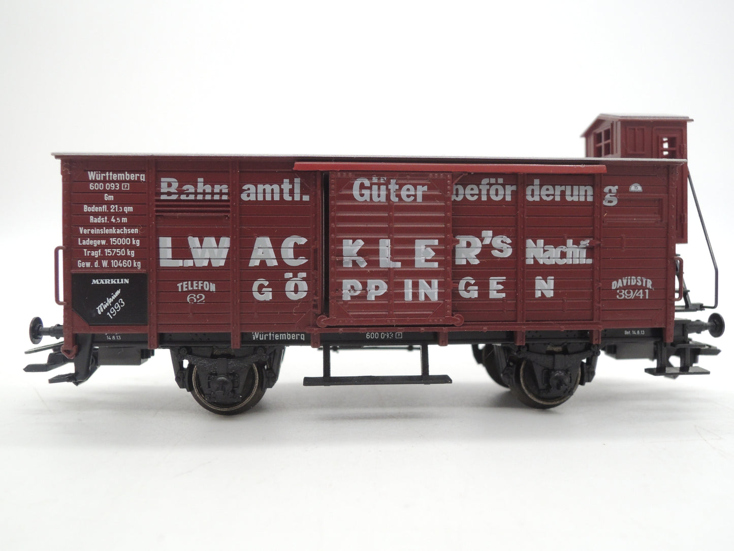 Märklin H0 - Museum 1993 - Gesloten goederenwagen "L.Wacklers" van de K.W.St.E.
