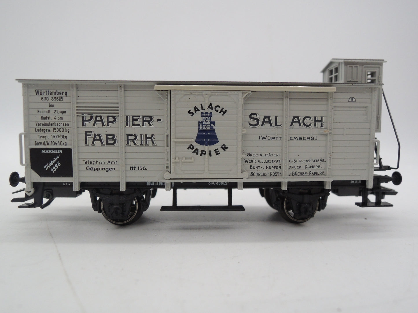 Märklin H0 - Museum 1996 - Gesloten goederenwagen "Salach papier" van de K.W.St.E.