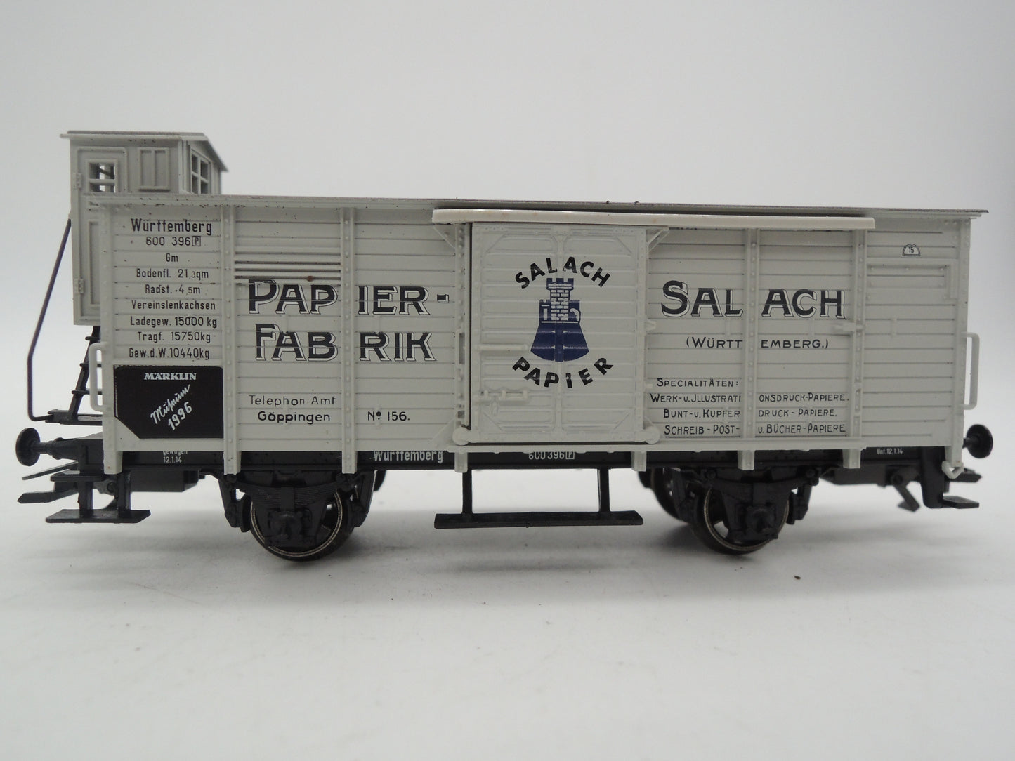 Märklin H0 - Museum 1996 - Gesloten goederenwagen "Salach papier" van de K.W.St.E.