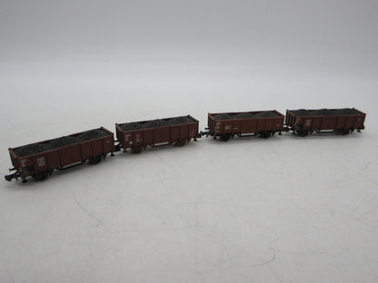 Minitrix N - 15194/3538/15296 - 4 kolenwagens, met lading van de DB