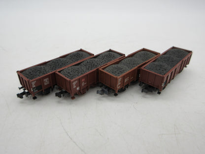 Minitrix N - 15194/3538/15296 - 4 kolenwagens, met lading van de DB