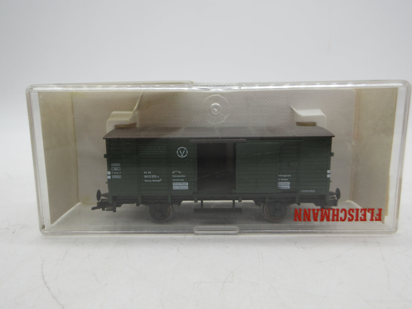 Fleischmann H0 - 5351 K - Bijwagen kraan, gesloten goederenwagen van de DB
