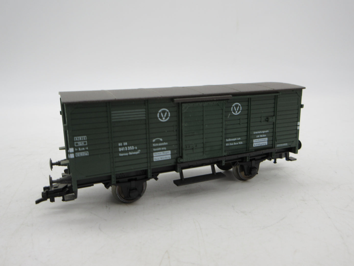 Fleischmann H0 - 5351 K - Bijwagen kraan, gesloten goederenwagen van de DB