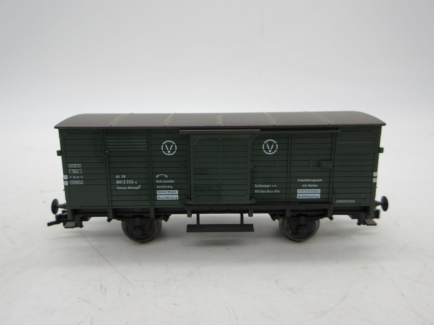 Fleischmann H0 - 5351 K - Bijwagen kraan, gesloten goederenwagen van de DB
