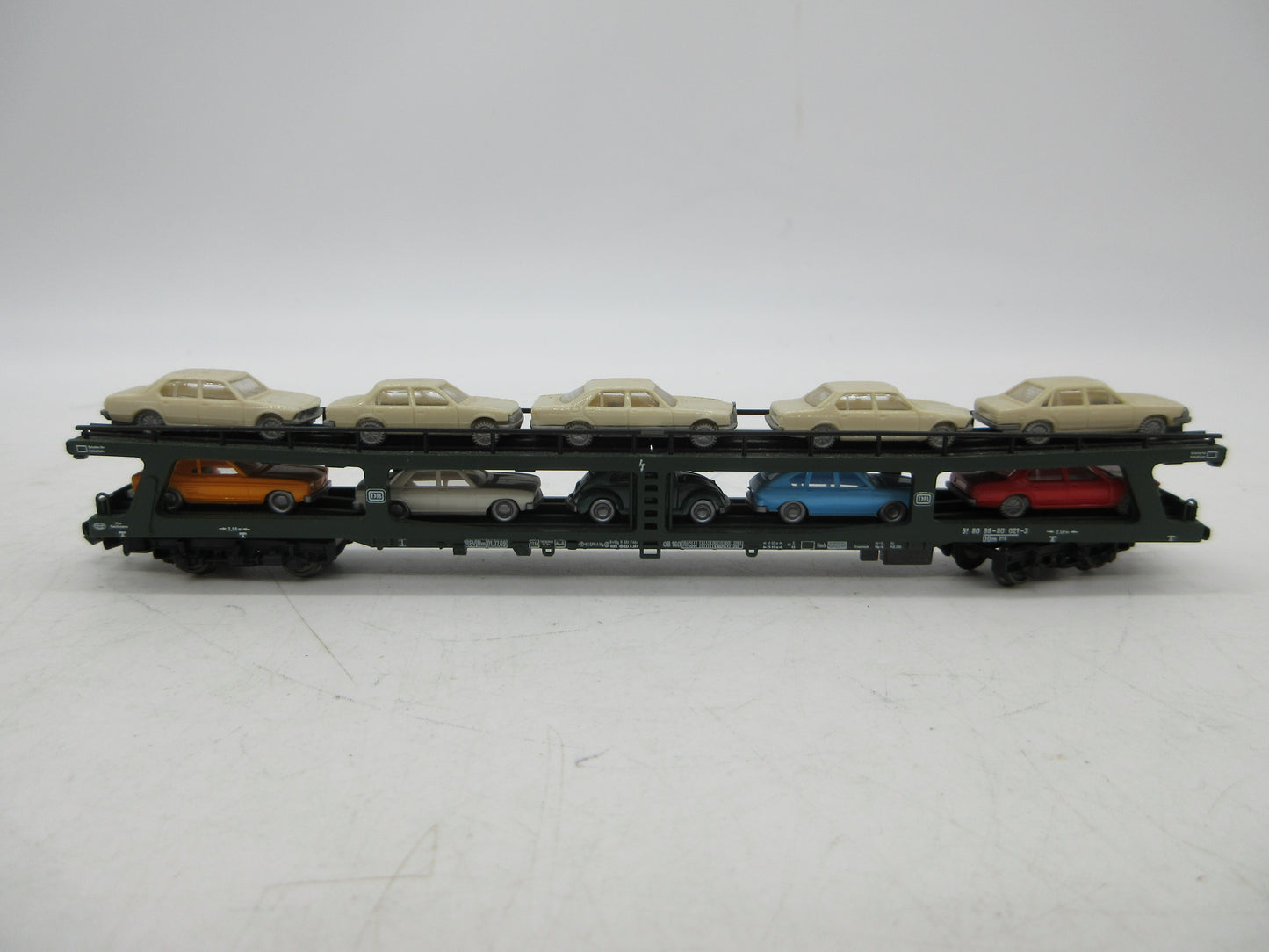 Fleischmann N - 8285 - 4-delige autotransportwagen, met 10 auto's beladen van de DB