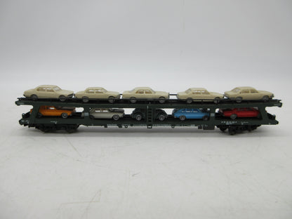 Fleischmann N - 8285 - 4-delige autotransportwagen, met 10 auto's beladen van de DB