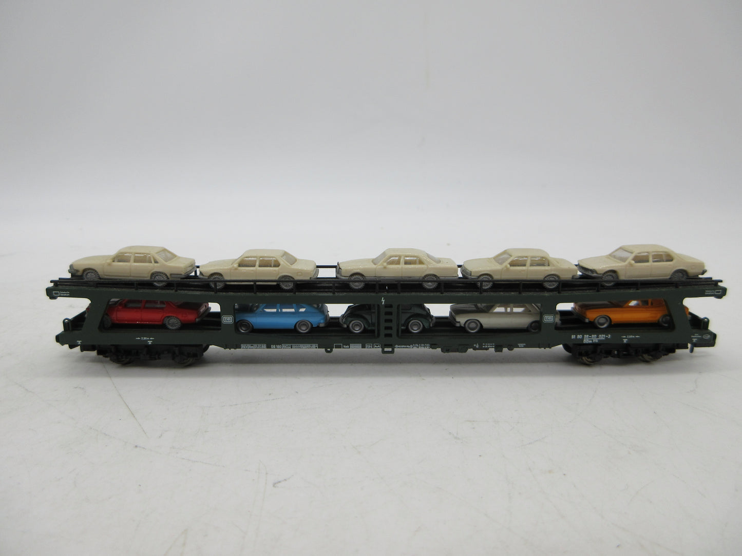 Fleischmann N - 8285 - 4-delige autotransportwagen, met 10 auto's beladen van de DB