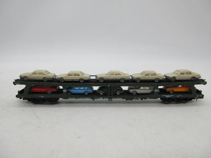 Fleischmann N - 8285 - 4-delige autotransportwagen, met 10 auto's beladen van de DB