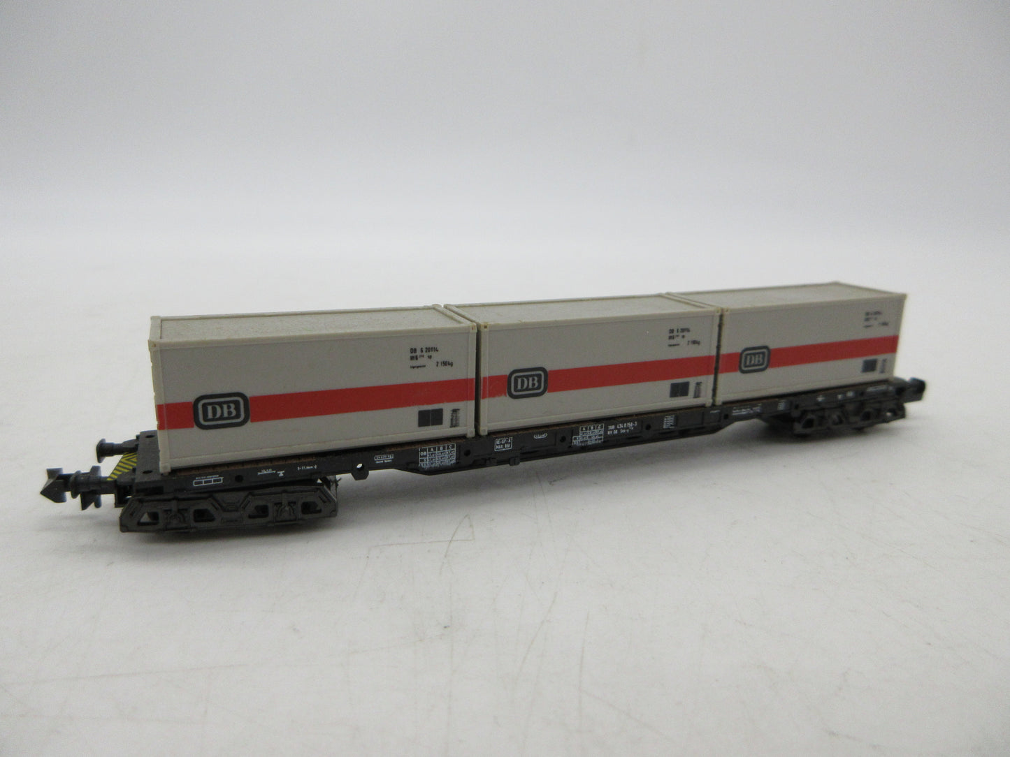 Minitrix N - 51 3511 00 - 4-assige containerwagen, met 3 containers beladen van de DB