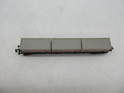 Minitrix N - 51 3511 00 - 4-assige containerwagen, met 3 containers beladen van de DB
