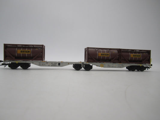Märklin H0 - 47802 - Dubbele containerwagen Sggrss 80 "Bertsch" van AAE Cargo AG