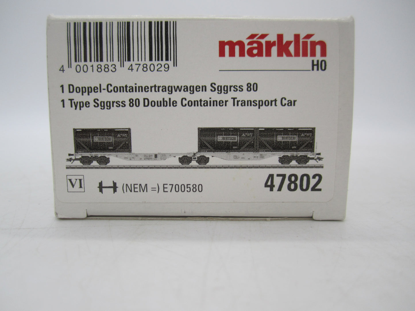 Märklin H0 - 47802 - Dubbele containerwagen Sggrss 80 "Bertsch" van AAE Cargo AG