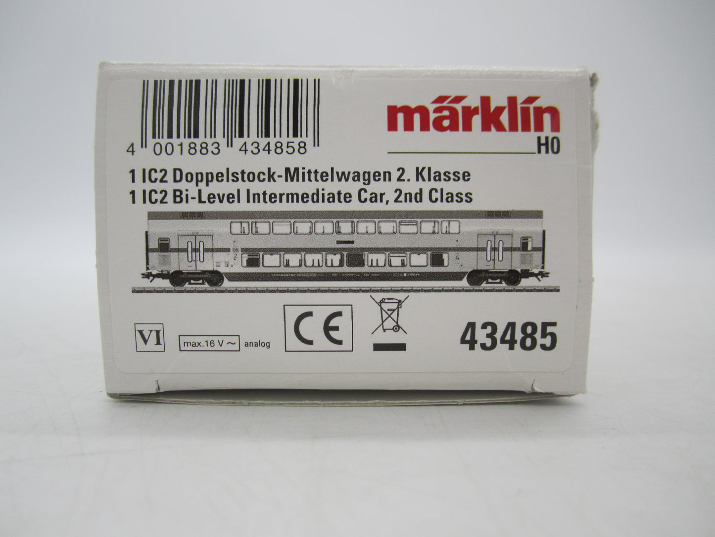 Märklin H0 - 43485 - Dubbeldekker rijtuig IC2 2e klas, met verlichting van de DB