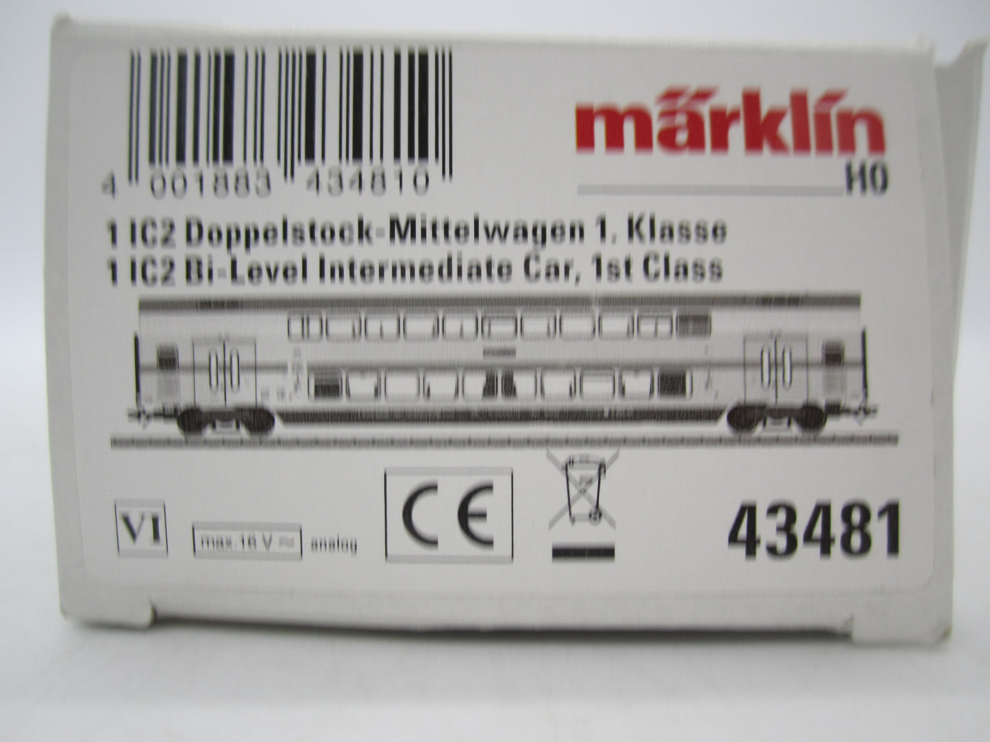 Märklin H0 - 43481 - Dubbeldekker rijtuig IC2 1e klas, met verlichting van de DB