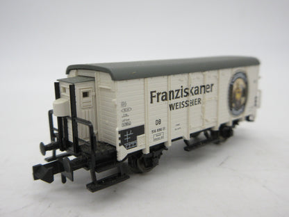 Fleischmann N - 87 8346 K - Koelwagen met remmershuis "Franzikaner Weissbier" van de DB