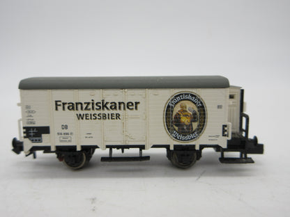 Fleischmann N - 87 8346 K - Koelwagen met remmershuis "Franzikaner Weissbier" van de DB