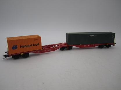 Märklin H0 - 47801 - Dubbele containerwagen Sggrss 80 "Hapag-Lloyd" en "Capital" van de DB