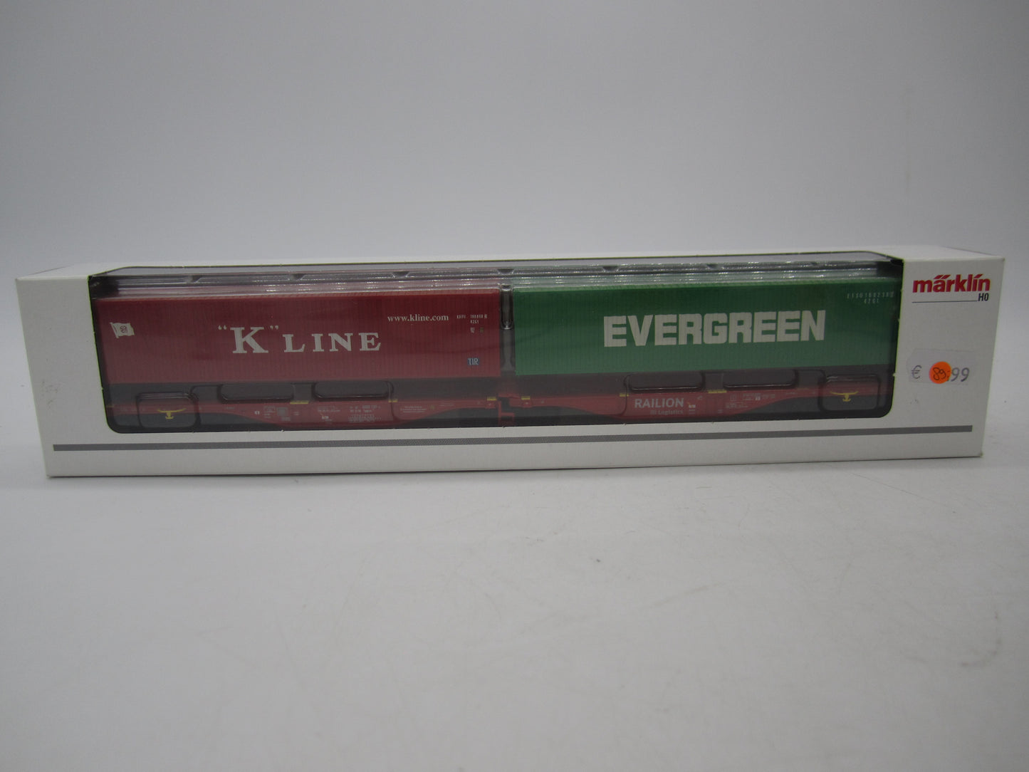 Märklin H0 - 47800 - Dubbele containerwagen Sggrss 80 "Evergreen" en "K-Line" van DB Railion