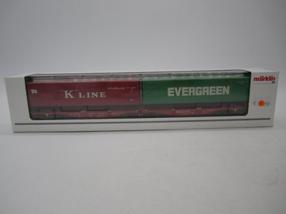 Märklin H0 - 47800 - Dubbele containerwagen Sggrss 80 "Evergreen" en "K-Line" van DB Railion