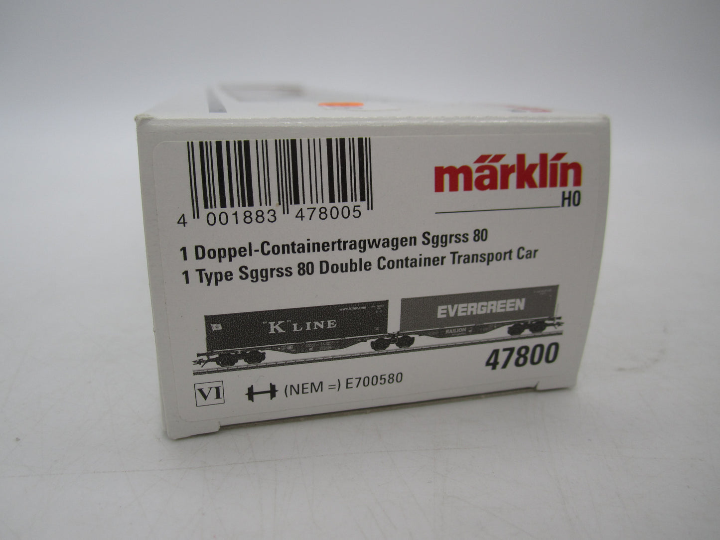 Märklin H0 - 47800 - Dubbele containerwagen Sggrss 80 "Evergreen" en "K-Line" van DB Railion