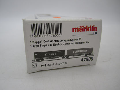 Märklin H0 - 47800 - Dubbele containerwagen Sggrss 80 "Evergreen" en "K-Line" van DB Railion