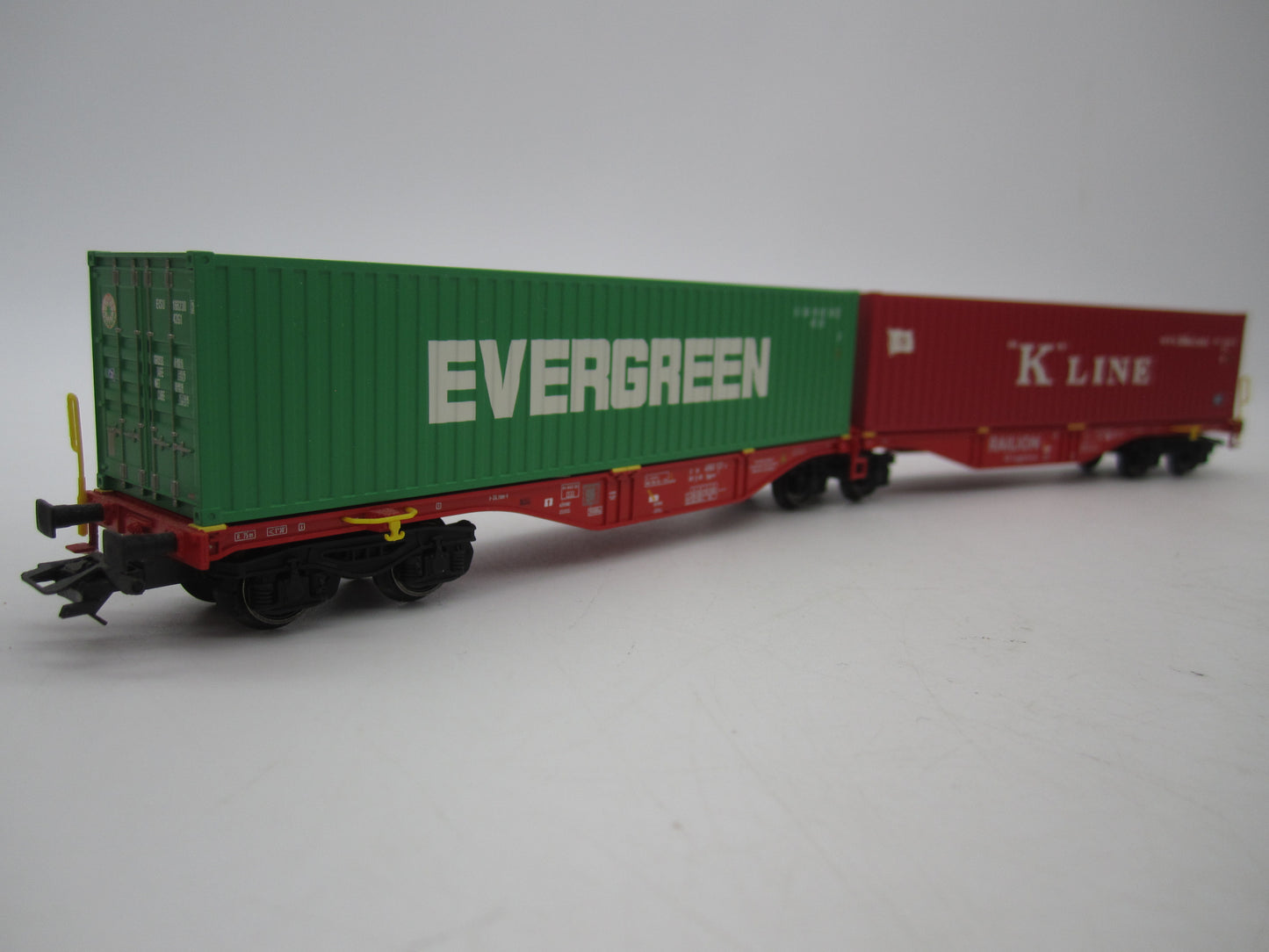 Märklin H0 - 47800 - Dubbele containerwagen Sggrss 80 "Evergreen" en "K-Line" van DB Railion