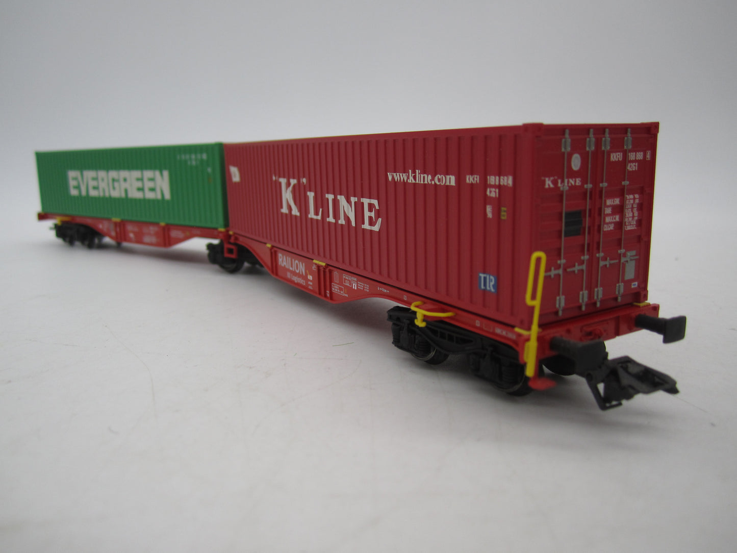 Märklin H0 - 47800 - Dubbele containerwagen Sggrss 80 "Evergreen" en "K-Line" van DB Railion