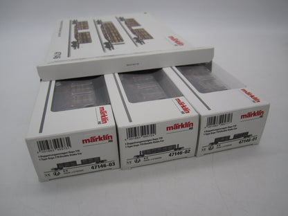 Märklin H0 - 47146 - 3-delige set van 4-assige rongenwagen, met houtlading van de DB