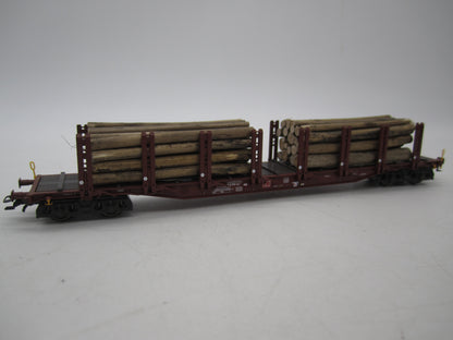 Märklin H0 - 47146 - 3-delige set van 4-assige rongenwagen, met houtlading van de DB