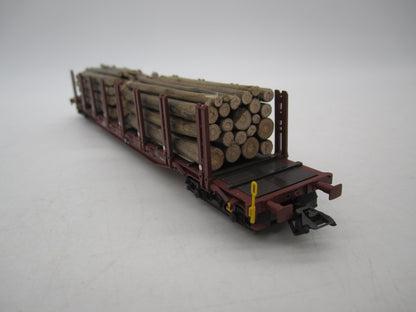 Märklin H0 - 47146 - 3-delige set van 4-assige rongenwagen, met houtlading van de DB