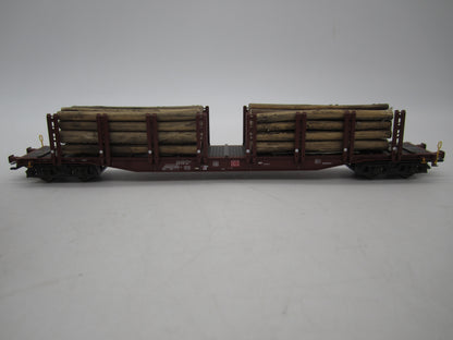 Märklin H0 - 47146 - 3-delige set van 4-assige rongenwagen, met houtlading van de DB