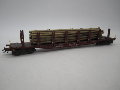 Märklin H0 - 47146 - 3-delige set van 4-assige rongenwagen, met houtlading van de DB