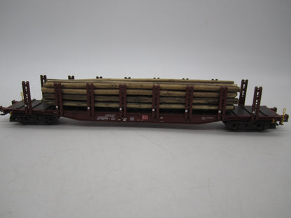 Märklin H0 - 47146 - 3-delige set van 4-assige rongenwagen, met houtlading van de DB
