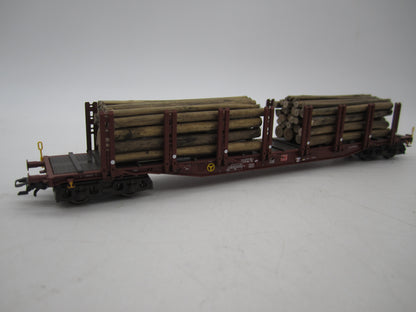 Märklin H0 - 47146 - 3-delige set van 4-assige rongenwagen, met houtlading van de DB