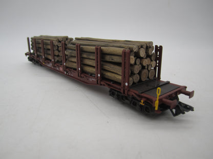 Märklin H0 - 47146 - 3-delige set van 4-assige rongenwagen, met houtlading van de DB