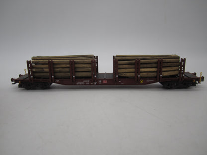 Märklin H0 - 47146 - 3-delige set van 4-assige rongenwagen, met houtlading van de DB
