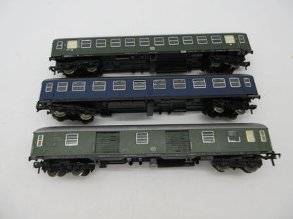 Fleischmann H0 - 1501/1502/1504 - Rijtuig 2e klas, 1e klas en bagagerijtuig van de DB, met interieurverlichting