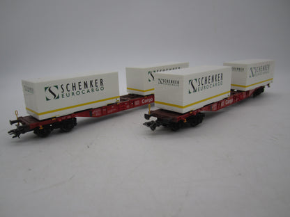 Märklin H0 - 47077 - 2-delige set Containerwagens "Schenker" van de DB Cargo
