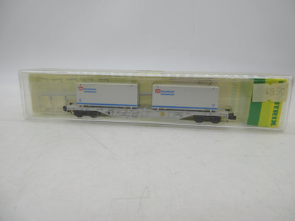 Minitrix N - 13823 - Containerwagen, beladen met 2 containers van de DB