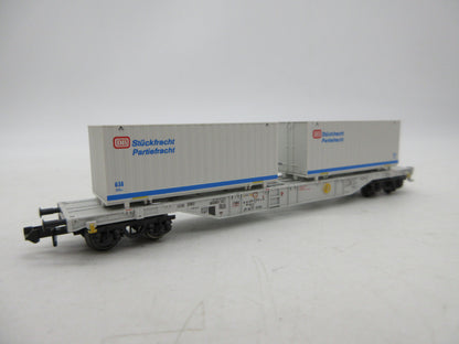 Minitrix N - 13823 - Containerwagen, beladen met 2 containers van de DB