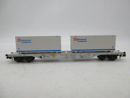 Minitrix N - 13823 - Containerwagen, beladen met 2 containers van de DB
