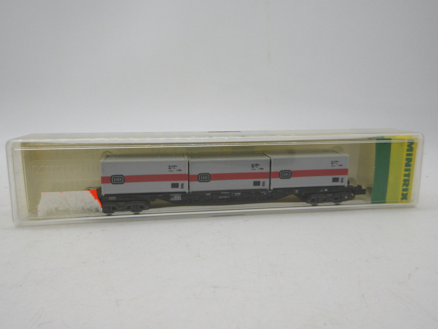 Minitrix N - 51 3511 00 - 4-assige containerwagen, met 3 containers beladen van de DB
