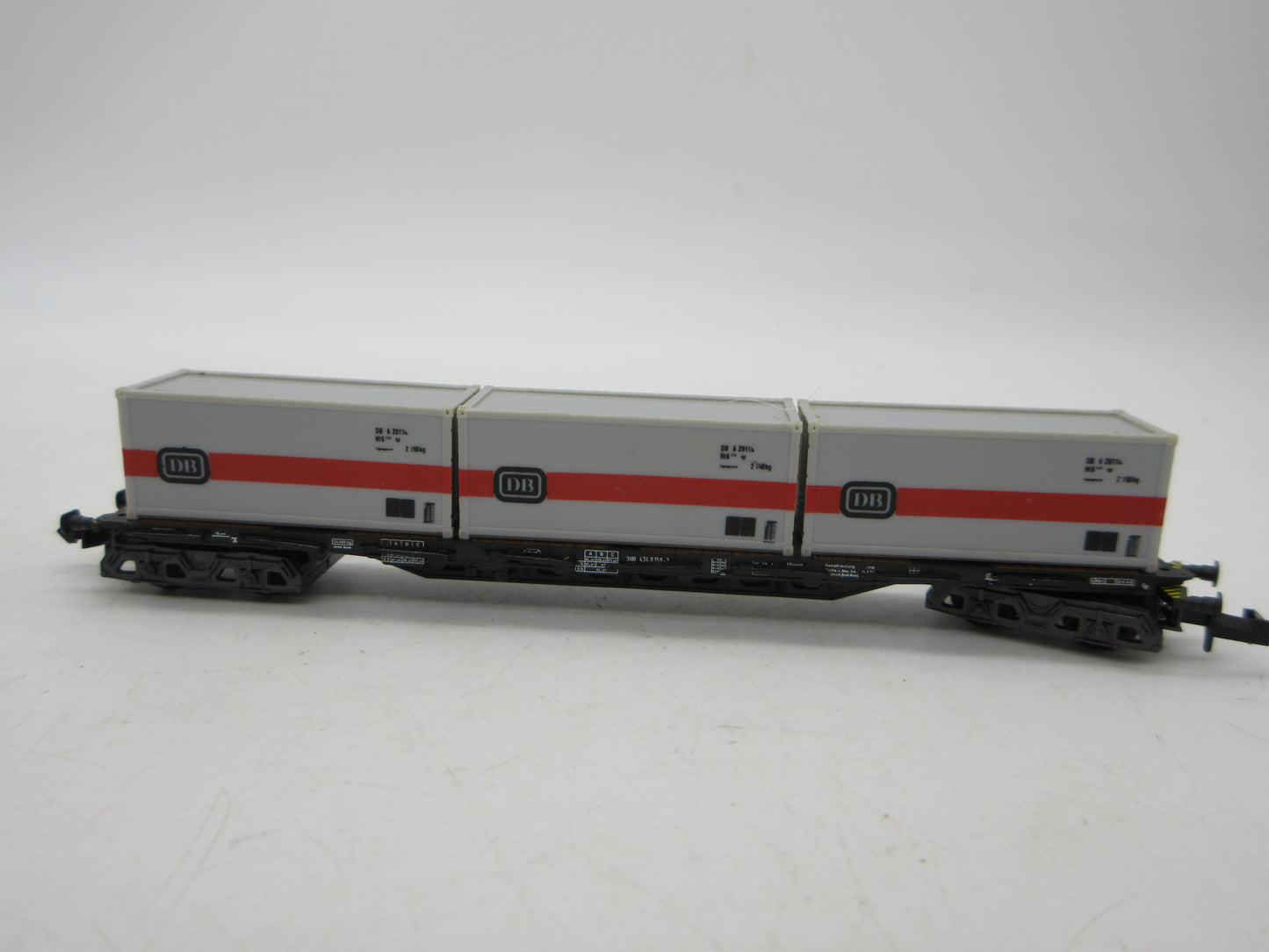 Minitrix N - 51 3511 00 - 4-assige containerwagen, met 3 containers beladen van de DB