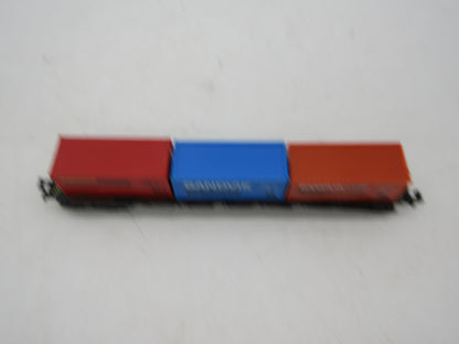 Minitrix N - 51 3507 00 - 4-assige containerwagen, met 3 containers beladen van de DB