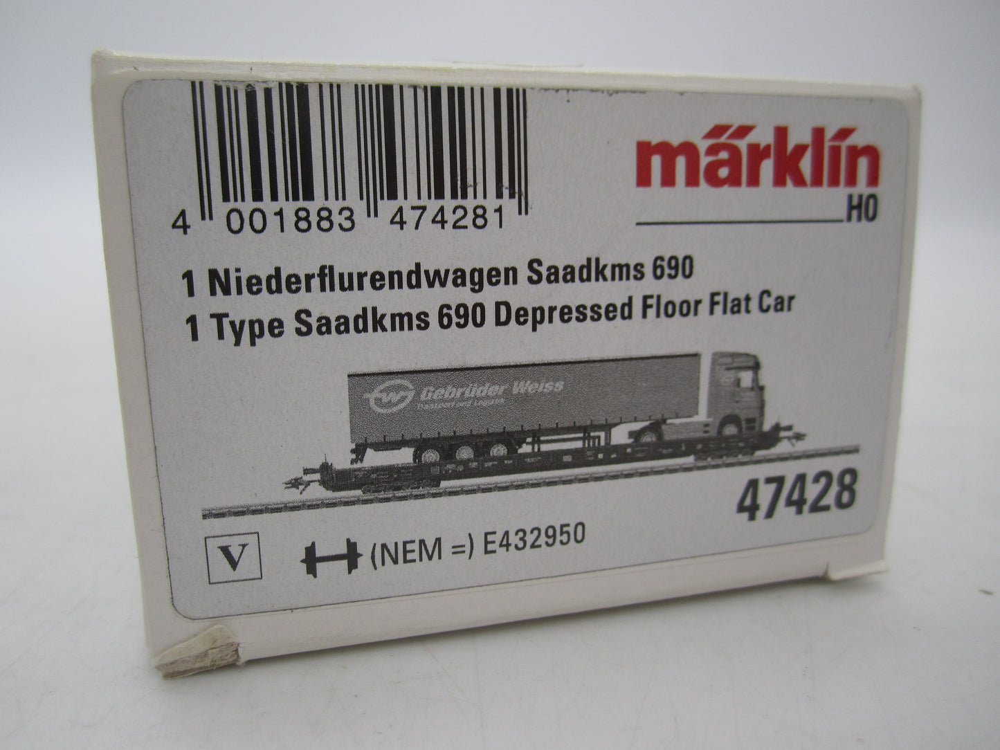 Märklin H0 - 47428 - Lage vloerwagen Saadkms 690 "Rollende Landstrasse" van de DB
