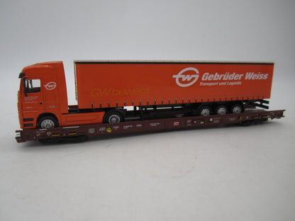 Märklin H0 - 47428 - Lage vloerwagen Saadkms 690 "Rollende Landstrasse" van de DB