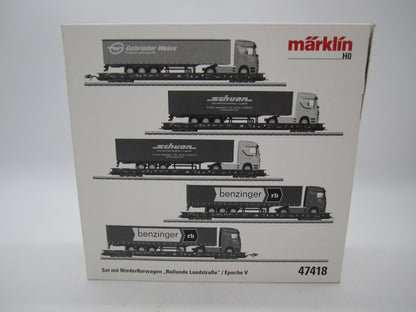 Märklin H0 - 47418 - 5-delige set Lage vloerwagens Saadkms 690 "Rollende Landstrasse" van de DB