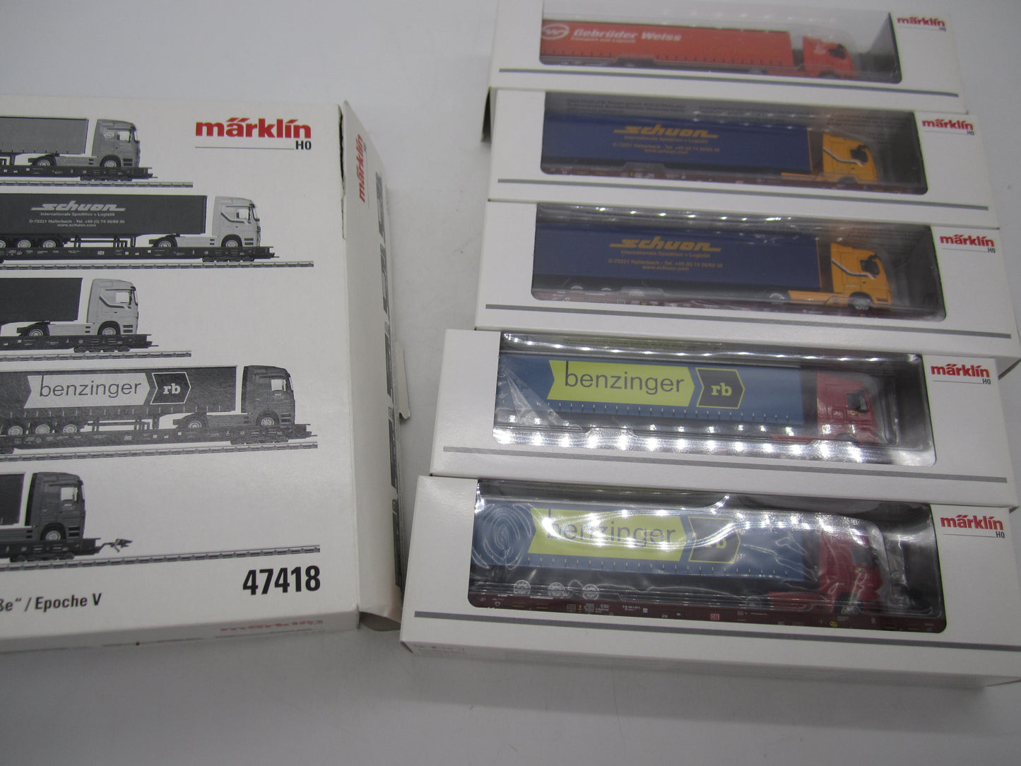 Märklin H0 - 47418 - 5-delige set Lage vloerwagens Saadkms 690 "Rollende Landstrasse" van de DB