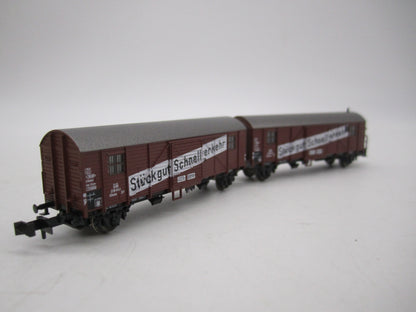 Minitrix N - 13624 - Gekoppelde wagens "Stückgut Schnellverkehr" van de DB